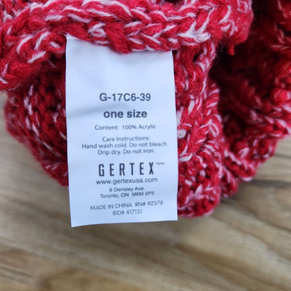 🩵Gertex Red Cable Knit Puff Topper Beanie Hat One Size - Picture 8 of 8